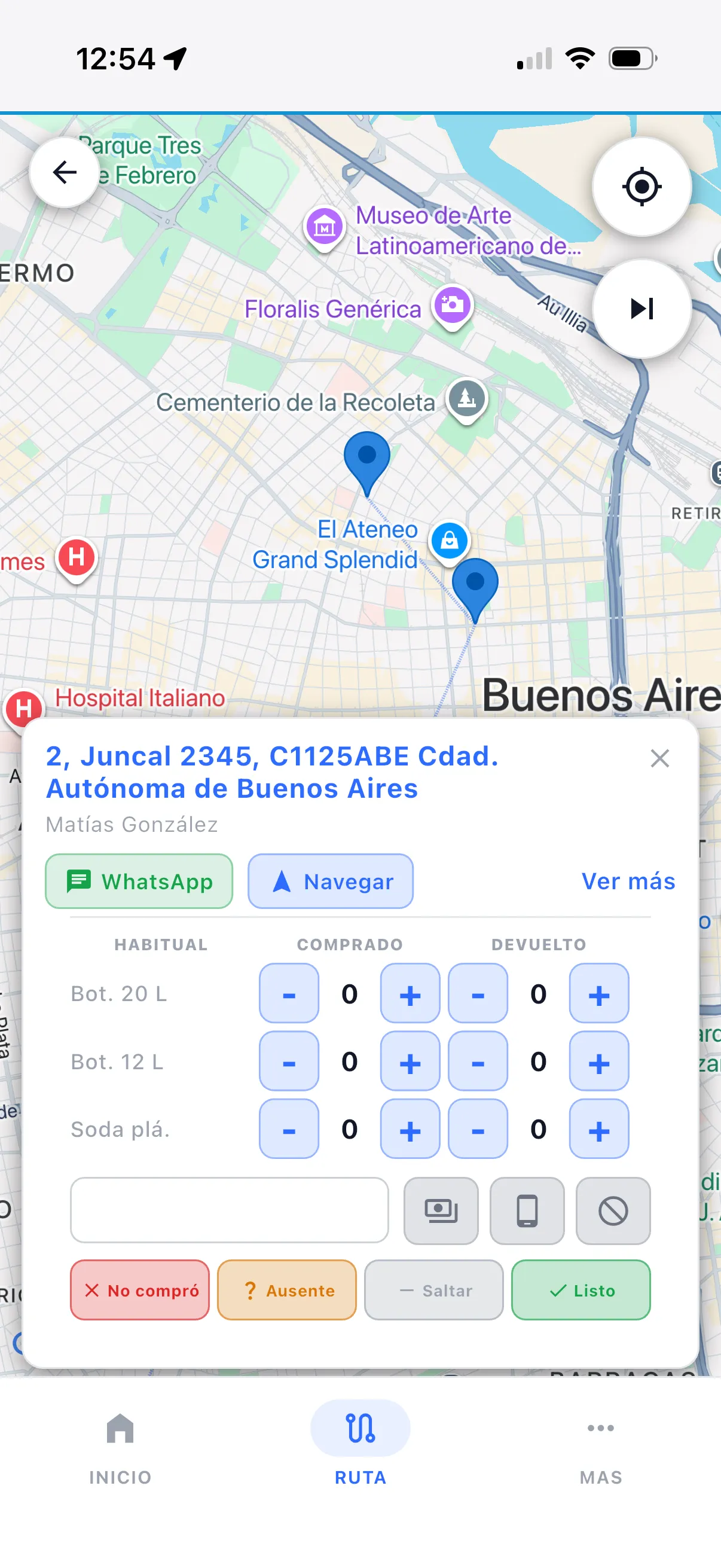 SODAPP — mapa en ruta